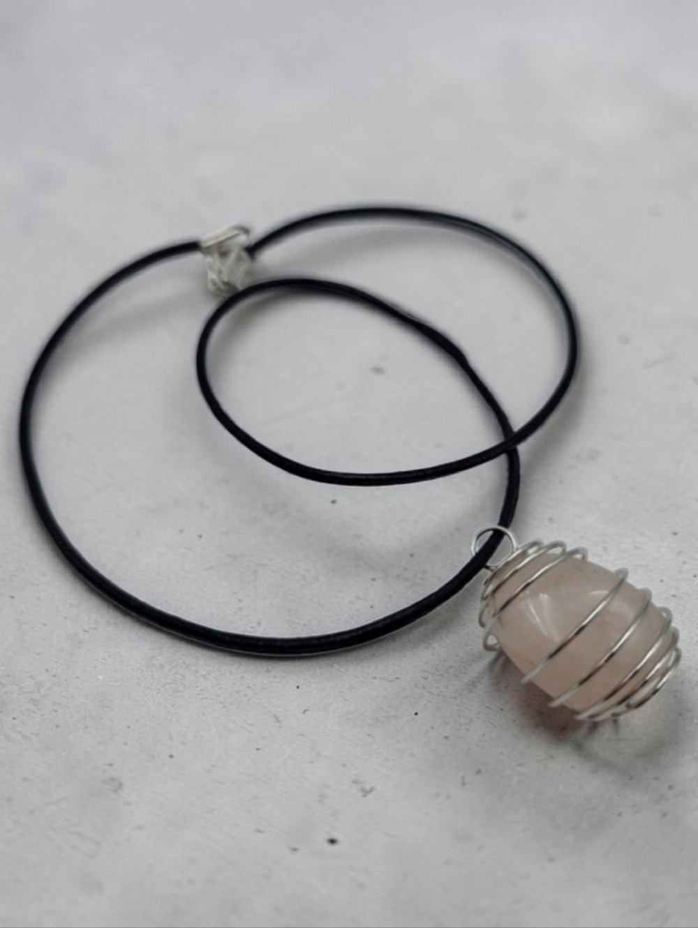 Handmade Clear Quartz Spiral Cage Necklace – Silver Stone Pendant